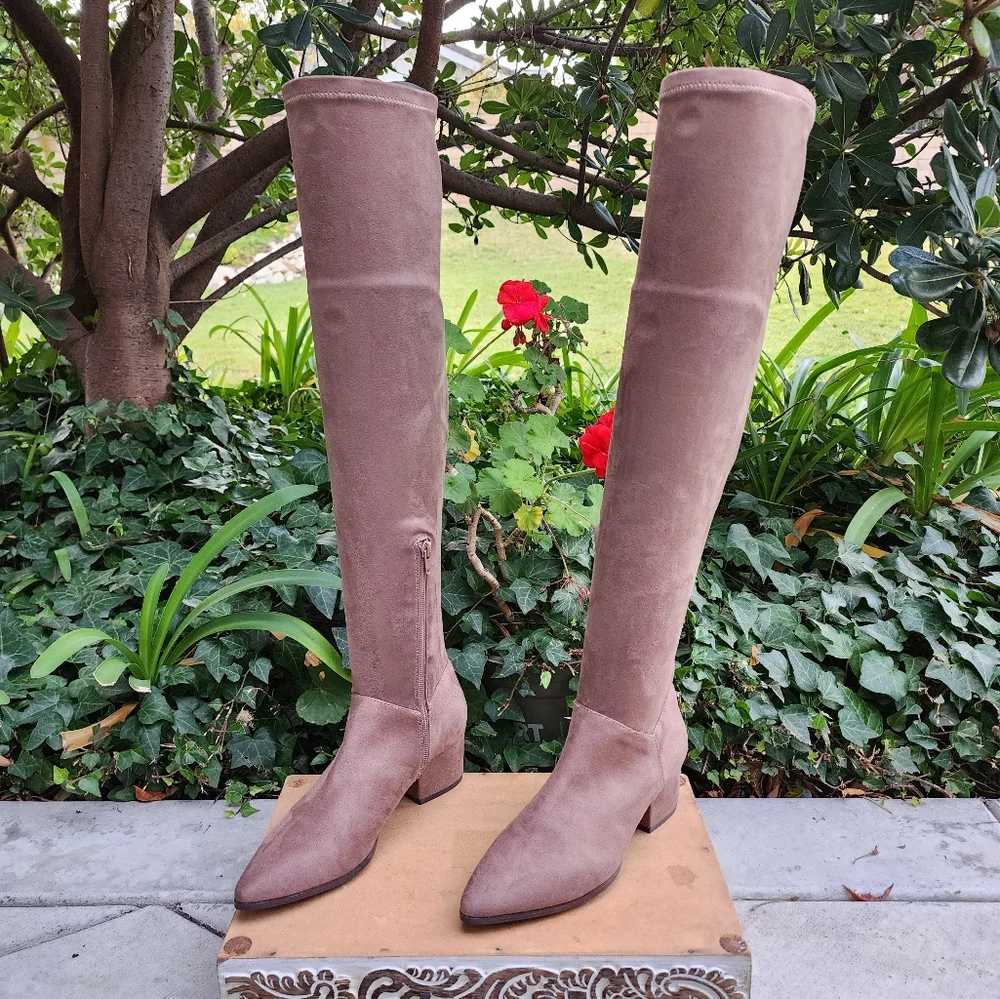 Sexy Fitted Steve Madden Taupe Microsuede OTK Boots